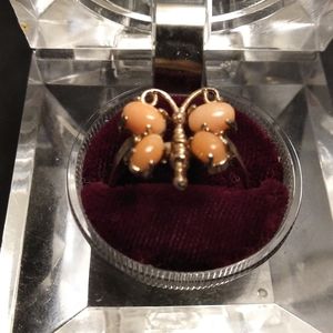 Vintage 14k Coral Butterfly Ring
